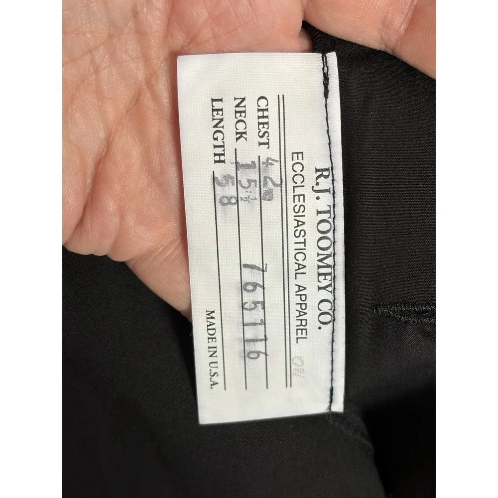 Vintage RJ Toomey Black Clergy Cassock 42R 58